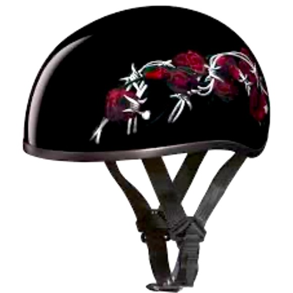 Daytona Skull Cap Helmet Barbed Roses half cap Women’s Medium - Picture 2 of 8